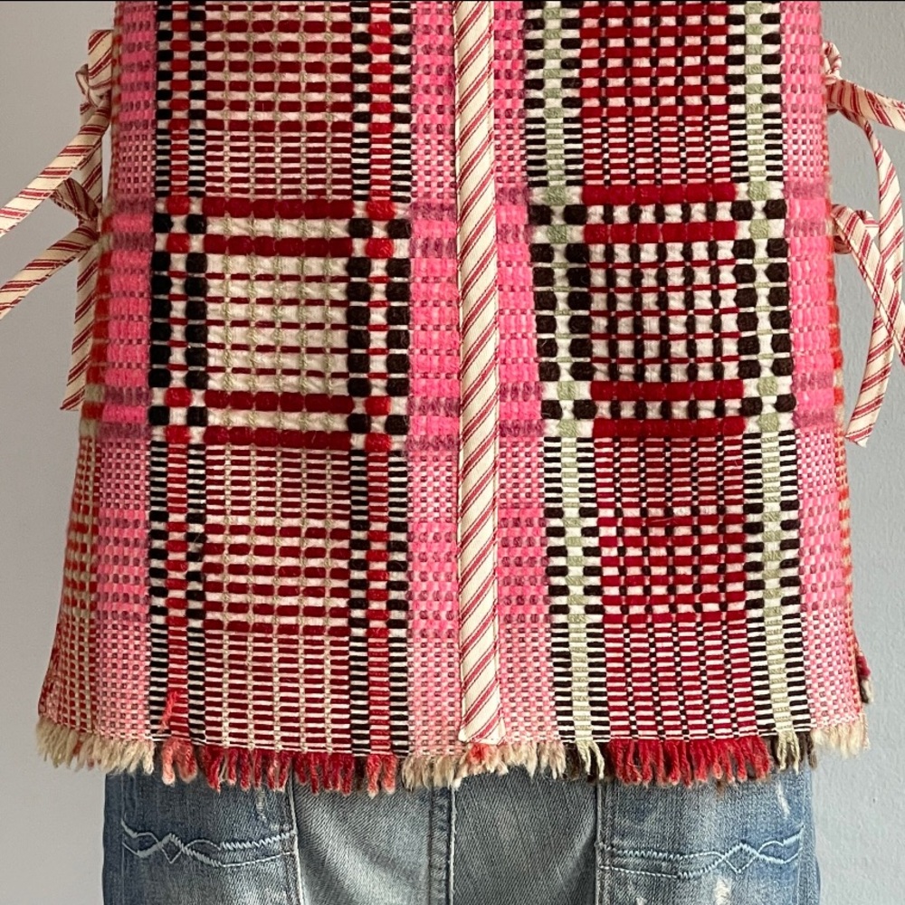 Patchwork Wool Vest / Cropped Upcycled Hand Woven… - image 7